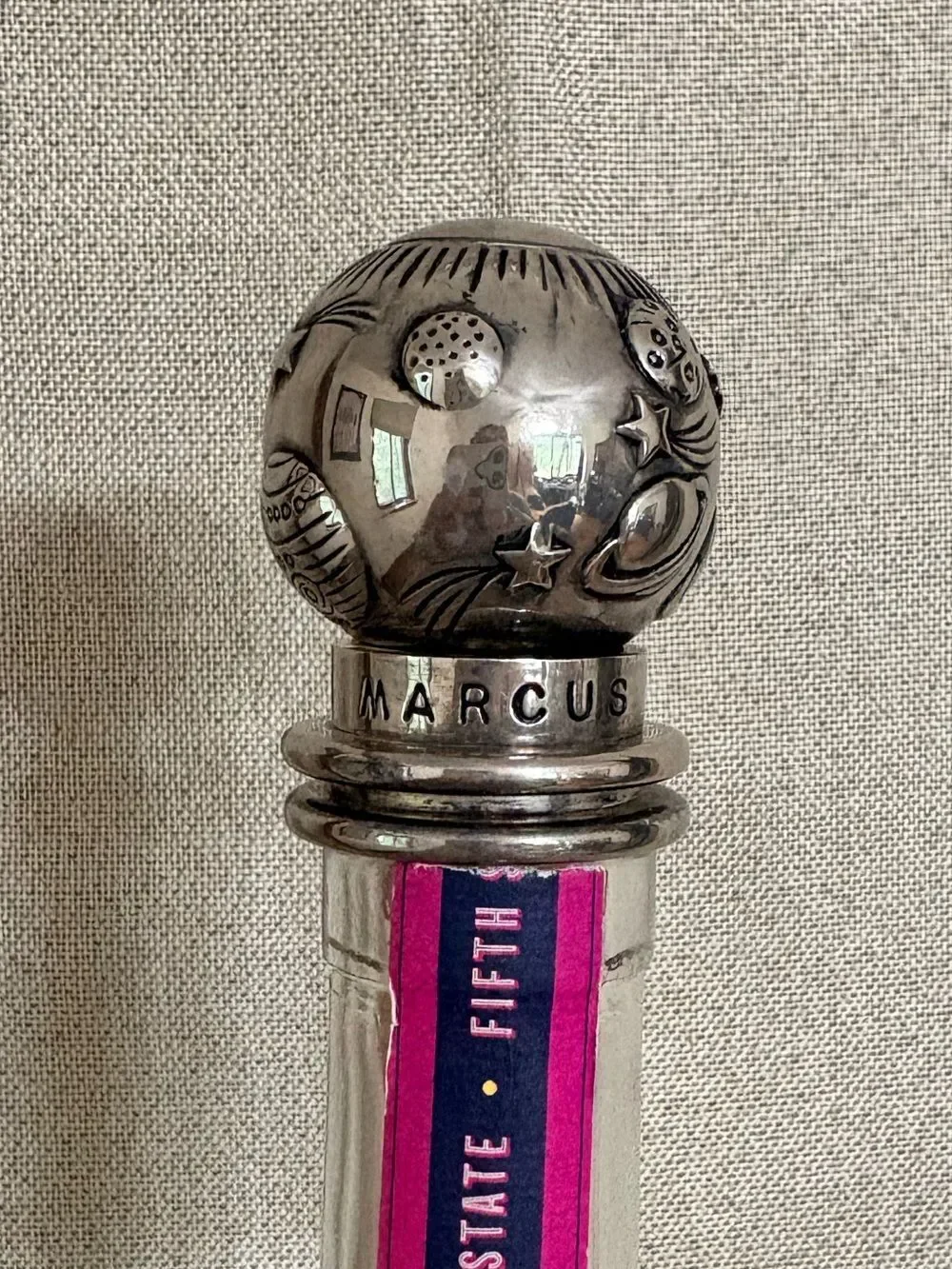 Vintage Neiman Marcus 2001 Out of This World Wine Bottle Stopper Silver Plate
